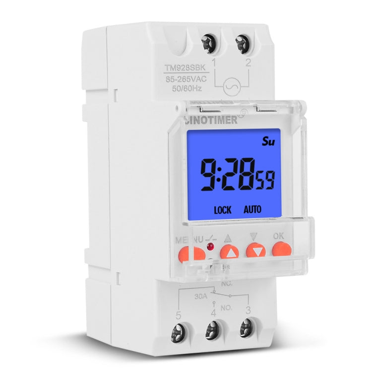SINOTIMER TM928SBKL 85-265V 30A  1 Second to 168 Hours Programmable Electronic Time Switch, 30A