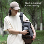 Cwatcun D128 Vintage Shoulder Backpack Split Compartment Large Capacity Splashproof Photography Bag, Small Black, Medium Black