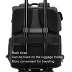 Cwatcun D128 Vintage Shoulder Backpack Split Compartment Large Capacity Splashproof Photography Bag, Small Black, Medium Black