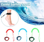 5mm / 10ft Coiled Surfboard Leash Storm Series Surfing Leg Rope, Red, Blue, Black