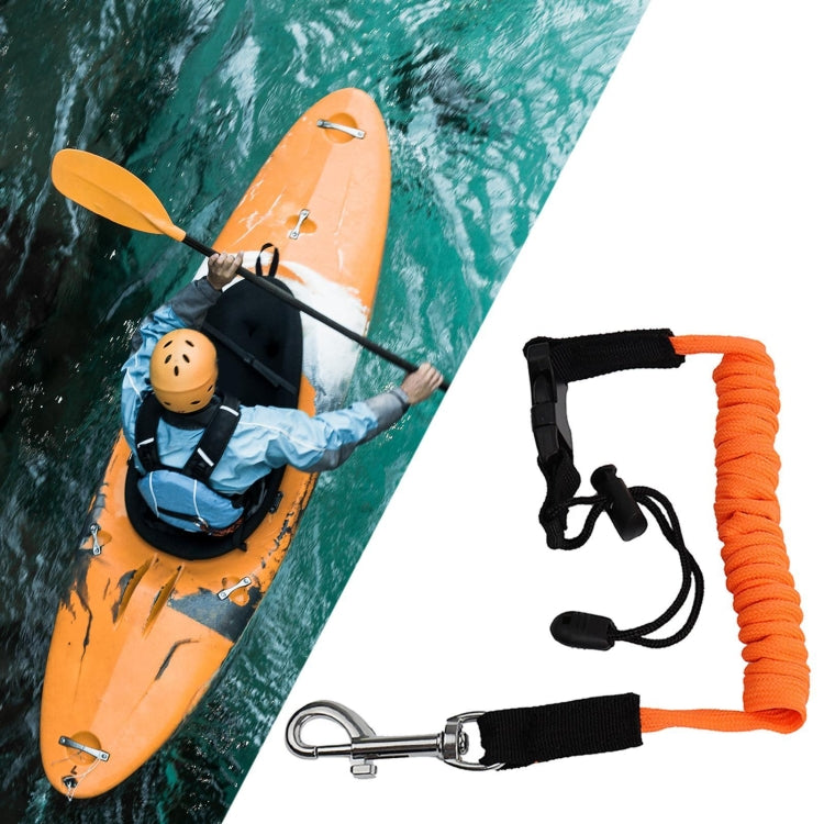 Stretchable Kayak Paddle Board Safety Rope Spring Leash With Safety Lock, Orange, Blue, Yellow Green