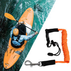 Stretchable Kayak Paddle Board Safety Rope Spring Leash With Safety Lock, Orange, Blue, Yellow Green