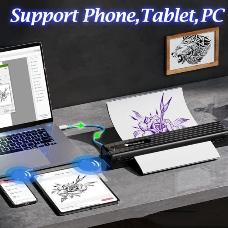 Phomemo TP83-BK Wireless Tattoo Stencil Printer With 10pcs Transfer Paper