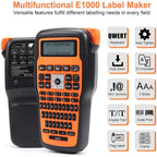 Phomemo E1000 Handheld Industrial Label Maker Thermal Transfer Printer with Keyboard, Gray, Orange