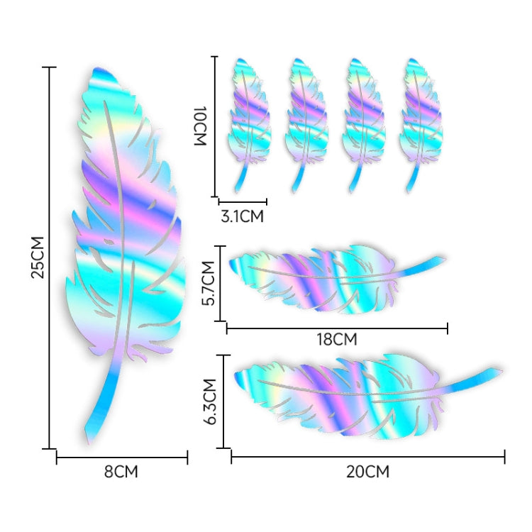 7pcs / Set Car Feather Scratch Decal 3D Reflective Bumper Stickers