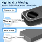 Phomemo D30 Thermal Label Printer Portable Bluetooth Mini Label Maker Machine, With 1 Roll Paper White, With 1 Roll Paper Black, With 1 Roll Paper Gray, With 3 Rolls Paper White, With 3 Rolls Paper Pink, With 3 Rolls Paper Green, With 5 Rolls Paper Whi...