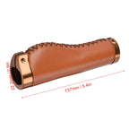 1pair Bicycle Non-Slip Leather Handlebar Grips Mountain Bike Vintage Handlebar Protector