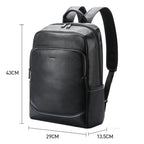 Bopai 61-121671A Top-Layer Cowhide Large-Capacity Casual Business Laptop Backpack