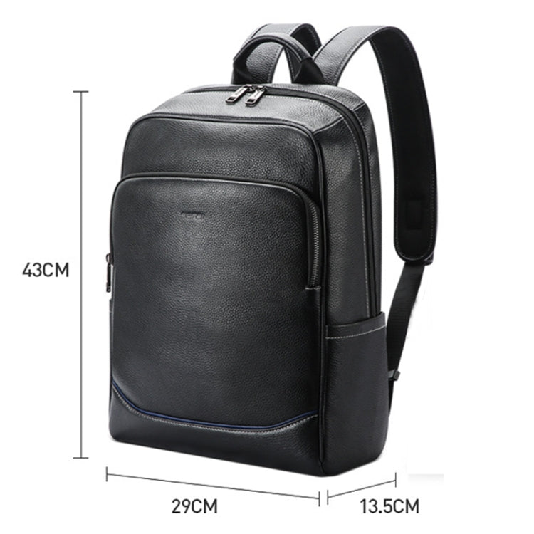 Bopai 61-121671A Top-Layer Cowhide Large-Capacity Casual Business Laptop Backpack