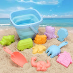 16pcs /Set Children Folding Bucket Beach Toys Play House Water Play Sand Dredging Tools