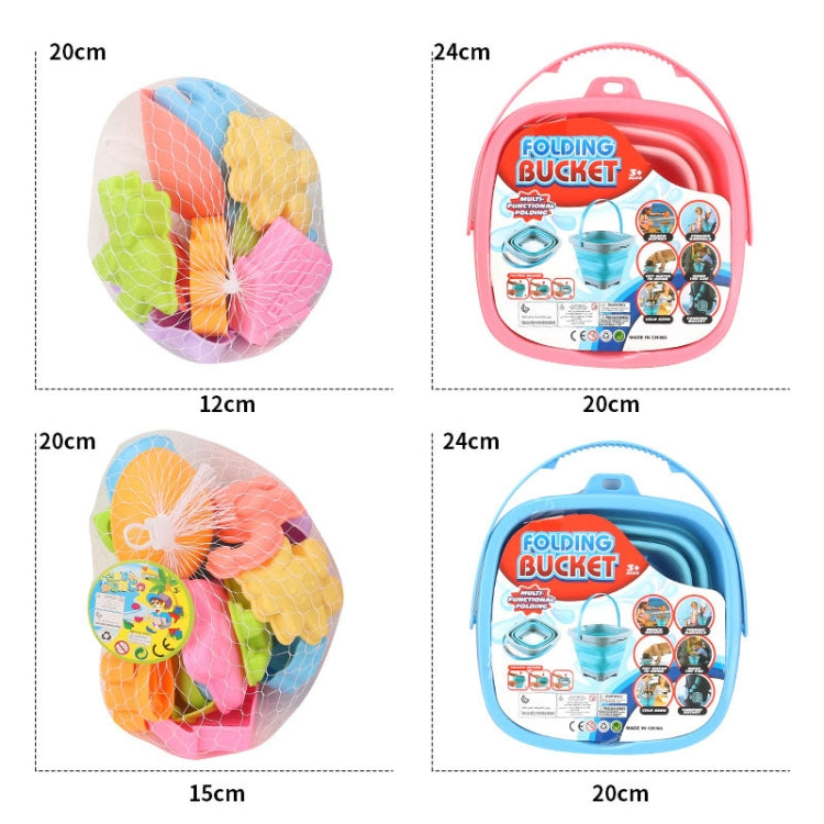16pcs /Set Children Folding Bucket Beach Toys Play House Water Play Sand Dredging Tools