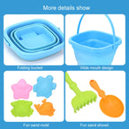 16pcs /Set Children Folding Bucket Beach Toys Play House Water Play Sand Dredging Tools