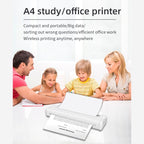 A4-XZ 203DPI A4 Home Portable Smart Wireless Inkless Thermal Printer, White, Black