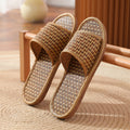 Linen Slippers Summer Couple Home Indoor Floor Rattan Grass Non-Slip Slippers, 37-38, 39-40, 42-43, 44-45