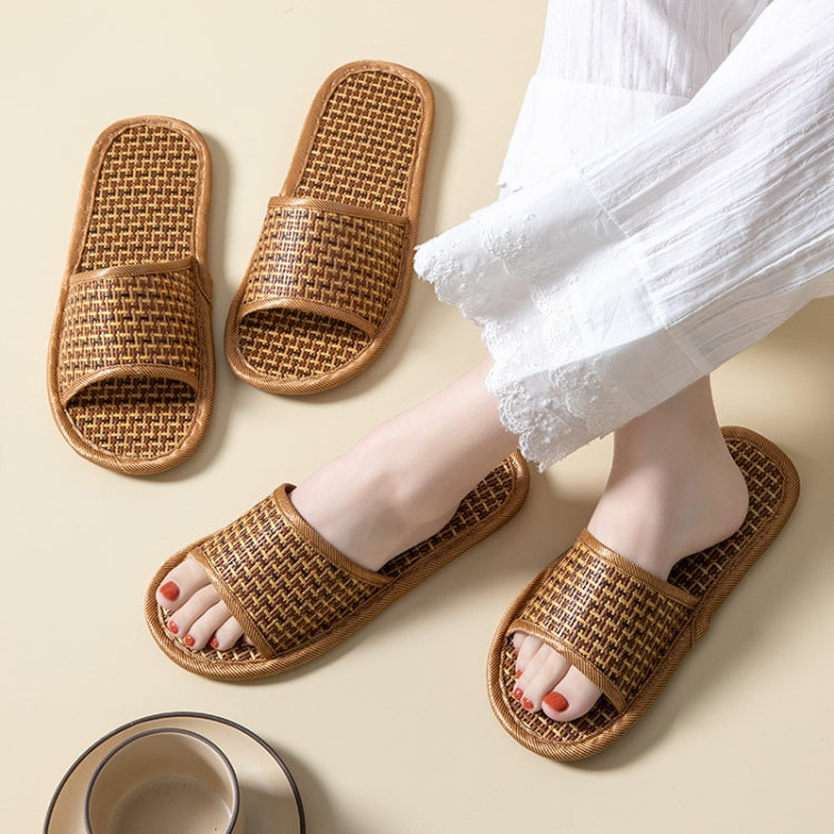 Linen Slippers Summer Couple Home Indoor Floor Rattan Grass Non-Slip Slippers, 37-38, 39-40, 42-43, 44-45