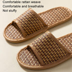 Linen Slippers Summer Couple Home Indoor Floor Rattan Grass Non-Slip Slippers, 37-38, 39-40, 42-43, 44-45