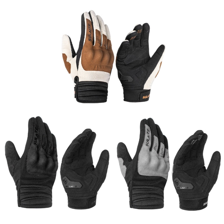 SULAITE Motorcycle Riding Breathable Conductive Touch Screen Full Finger Gloves, XL, XXL, M, L