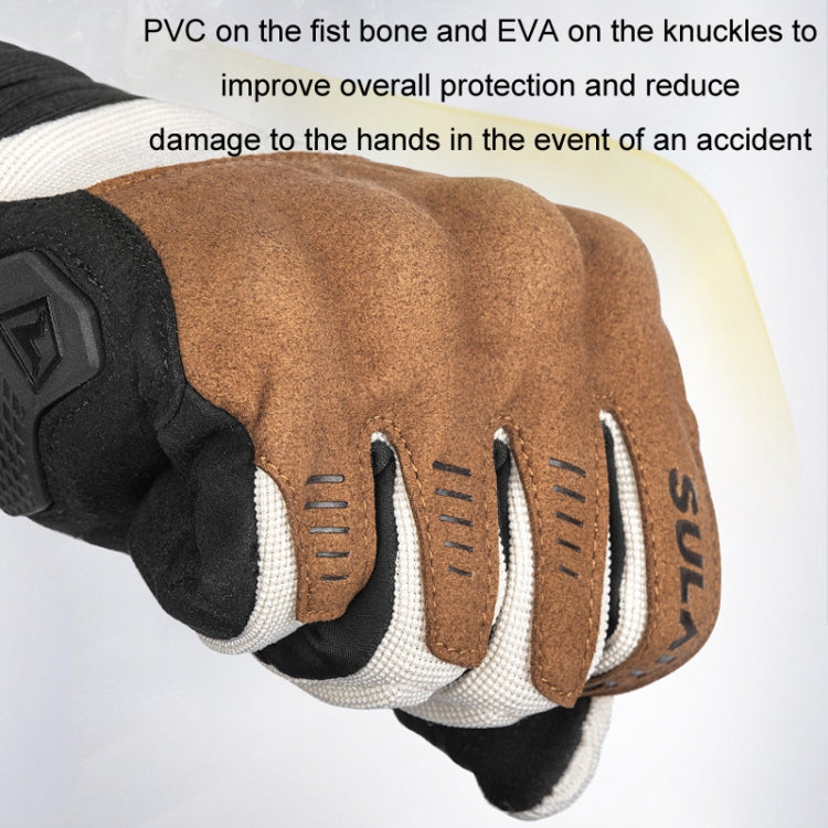 SULAITE Motorcycle Riding Breathable Conductive Touch Screen Full Finger Gloves, XL, XXL, M, L
