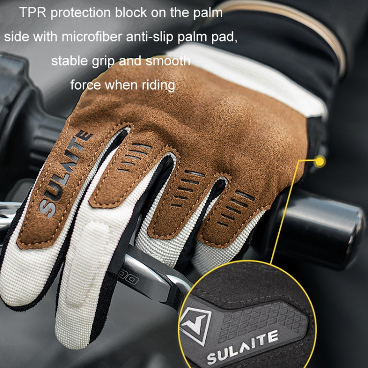 SULAITE Motorcycle Riding Breathable Conductive Touch Screen Full Finger Gloves, XL, XXL, M, L