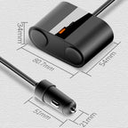 45W Rotating Dual Cigarette Lighter Extension Port Car Charger, S-46