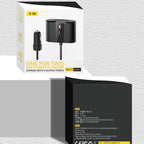 45W Rotating Dual Cigarette Lighter Extension Port Car Charger, S-46
