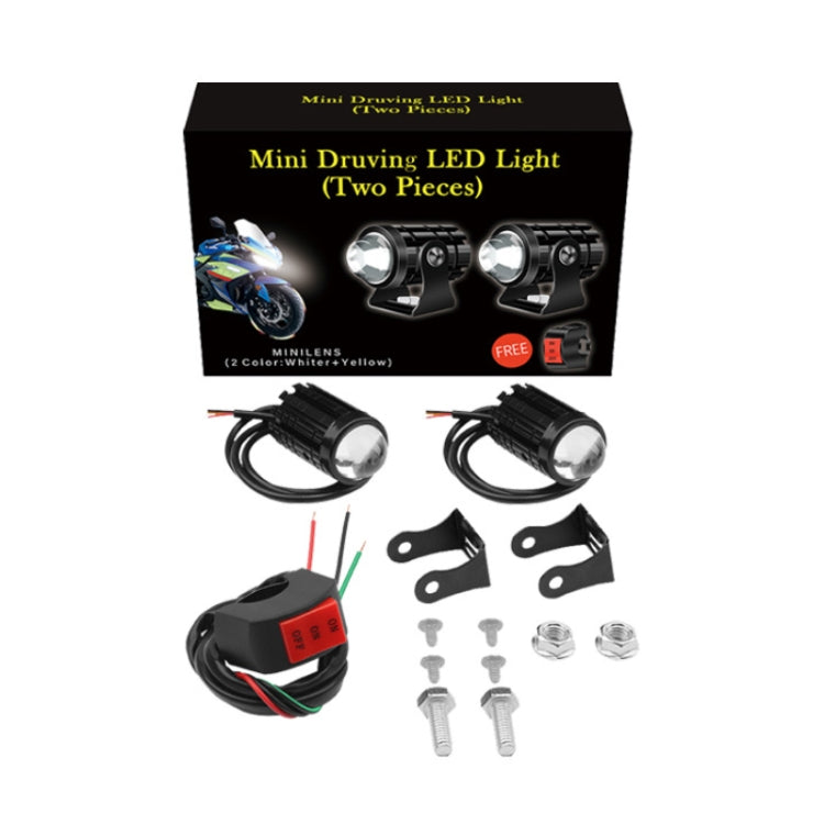1pair 12V-85V Motorcycle Headlights Dual-color Automotive LED Working Headlights, Yellow + White Light Without Flashing, Yellow + White Light With Flashing, White + White Light Without Flashing, White + White Light With Flashing
