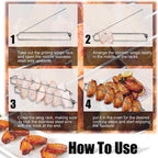 304 Stainless Steel Outdoor Barbecue Chicken Wing Fork Grill BBQ Grill Tools, 1pcs