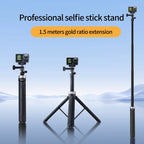 TELESIN 360 Degree Rotation 1.5m Selfie Stick Foldable Tripod for DJI, Insta360, GoPro and Other Action Cameras, S1-TSS-01