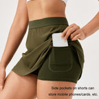 Women Sports Fake Two-Piece Quick-Drying Breathable Fitness Yoga Skirt Pants, S, M, L, XL, XXL