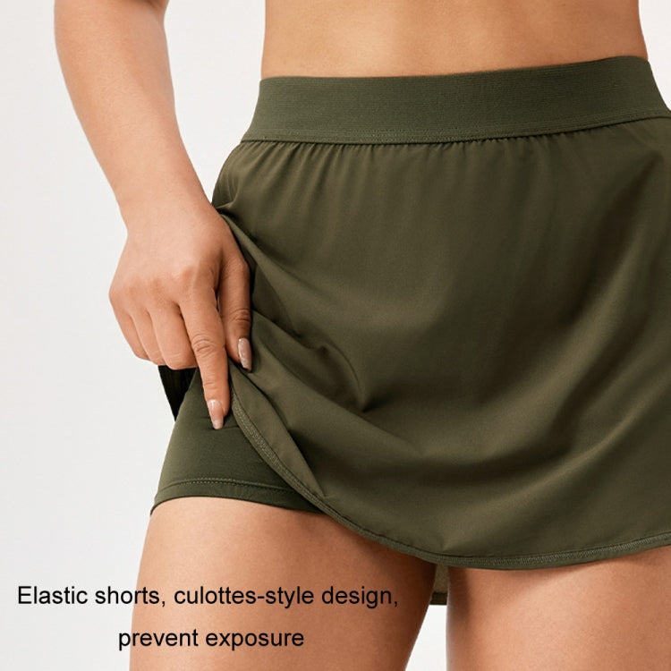 Women Sports Fake Two-Piece Quick-Drying Breathable Fitness Yoga Skirt Pants, S, M, L, XL, XXL