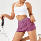 Women Sports Fake Two-Piece Quick-Drying Breathable Fitness Yoga Skirt Pants, S, M, L, XL, XXL
