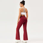 High-Waisted Hip-Lifting Elastic Quick-Drying Yoga Sports Flared Pants, S, M, L, XL, XXL