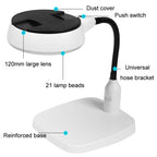 Desktop With 21 LED Lights 10X HD Reading Repair Metal Hose Magnifier, EU Plug, US Plug