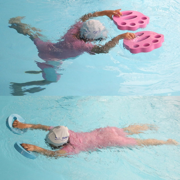 1pair Adult Children Swimming Hand Grip Floating Board Thickened Water Beater Board, Round Simple Dark Blue, Round Comfort Light Blue, Meow Paw Rose Red, Oval Dark Blue