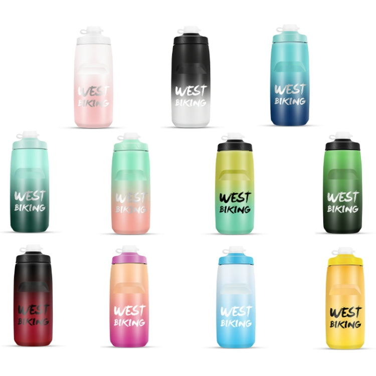 WEST BIKING 620ML Bicycle Water Bottle Portable Outdoor Cycling Water Cup, White Pink Gradient, Black Gray Gradient, Blue Gradient, Dark Green Gradient, Green Pink Gradient, Yellow Green Gradient, Black Green Gradient, Black Red Gradient               ...