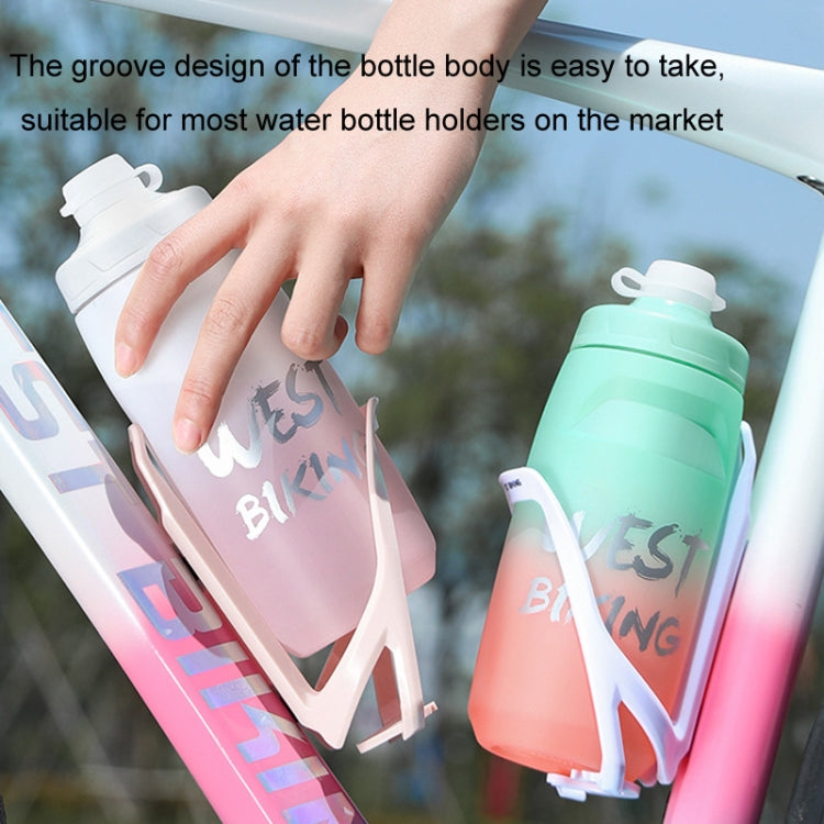 WEST BIKING 620ML Bicycle Water Bottle Portable Outdoor Cycling Water Cup, White Pink Gradient, Black Gray Gradient, Blue Gradient, Dark Green Gradient, Green Pink Gradient, Yellow Green Gradient, Black Green Gradient, Black Red Gradient               ...