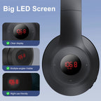 X5 Portable Digital Display Folding Headset FM Radio Headphones, Charging White, Charging Black