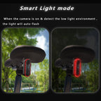 Bike Warning Tail Light 1080P WiFi Camera Recorder Waterproof Bicycle Rear Light for Riding Cycling, Rotate Mount, Clamp Mount, Strap Mount, Rearview Mirror Mount, Saddle Tube Mount