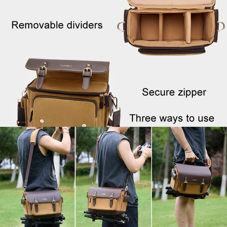 Vintage Waterproof Canvas Bag DSLR Camera Photo Bag, Cwatcun D126 Double Shoulder, Cwatcun D127 Single Shoulder