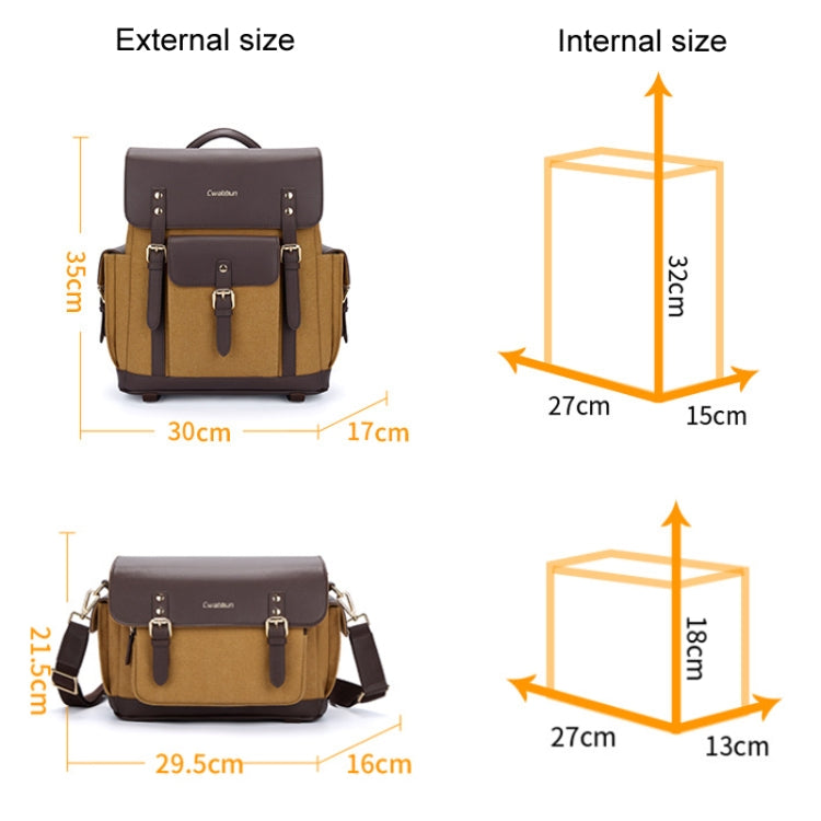 Vintage Waterproof Canvas Bag DSLR Camera Photo Bag, Cwatcun D126 Double Shoulder, Cwatcun D127 Single Shoulder
