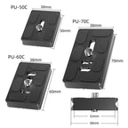 For Arca Type SLR Camera PU Quick Release Plate Aluminum Alloy CNC Ball Head Quick Release Plate, BEXIN PU-50C, BEXIN PU-50D, BEXIN PU-60C, BEXIN PU-60D, BEXIN PU-70C, BEXIN PU-70D
