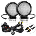 14W 9-30V Floodlight Mixed Luminous 4 Inch Round Work Light With Wire Set, X2 Round