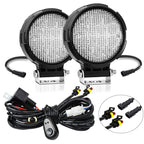 14W 9-30V Floodlight Mixed Luminous 4 Inch Round Work Light With Wire Set, X2 Round