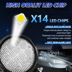14W 9-30V Floodlight Mixed Luminous 4 Inch Round Work Light With Wire Set, X2 Round