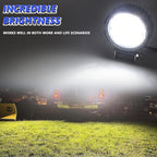 14W 9-30V Floodlight Mixed Luminous 4 Inch Round Work Light With Wire Set, X2 Round