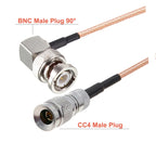 CC4 Male To BNC Male Elbow Connector Cable RG179 Coaxial RF Cable, 20cm, 30cm, 50cm, 100cm