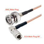CC4 Male Elbow To BNC Male Connector Cable RG179 Coaxial RF Cable, 20cm, 30cm, 50cm, 100cm