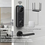 C95 Smart Fingerprint Deadbolt Lock Supports Bluetooth WiFi APP, 5 Ways To Unlock, With Camera Doorbell, C95