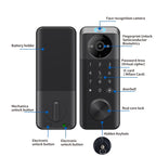 C95 Smart Fingerprint Deadbolt Lock Supports Bluetooth WiFi APP, 5 Ways To Unlock, With Camera Doorbell, C95
