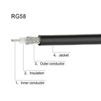 N Male To N Female RG58 Adapter Cable Radio WiFi Extension Cable, 0.5m, 1m, 3m, 5m, 10m